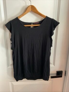 Sheila Rose - Black Women's Flutter Sleeve Top - Black - Ladies Size X-Large